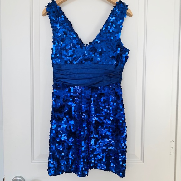 Blue Sequin Mini Dress - Picture 2 of 3